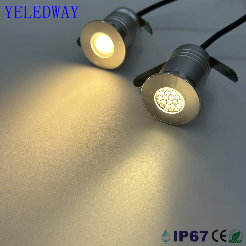 1W lampu bawah tanah LED IP67, lampu lantai tahan air luar ruangan lampu sorot tanah lanskap taman jalur halaman pencahayaan terkubur 12V 24V