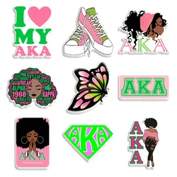 Alpha Kappa Alpha Sorority AKA 10 pz/lotto resina piatta planare acrilico trasparente Glitter acrilico per regalo fai da te ciondoli assortiti