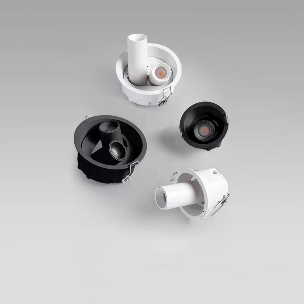 Dimmable LED Embedded Spotlight with Adjustable Angle, Twin Tube Frameless Ceiling Light, Room Decoration LED Spotlight