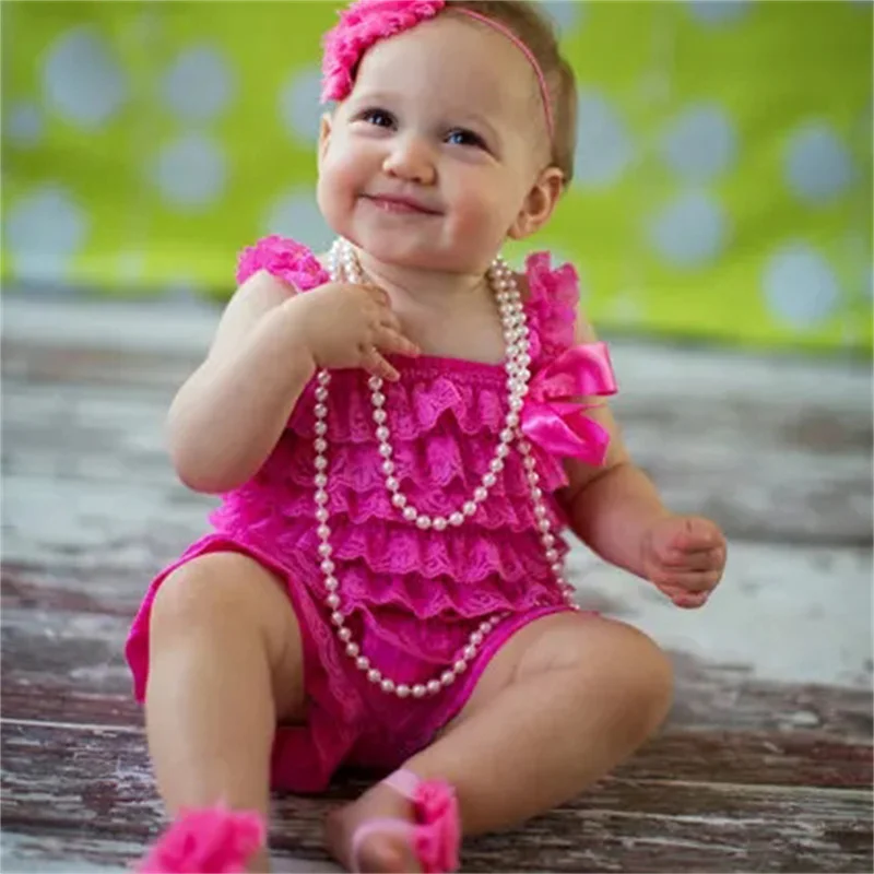 Cute Girls Clothing Baby Lace Rompers Toddler Infant Jumpsuits Ruffle Romper Baby Birthday Party Outfit