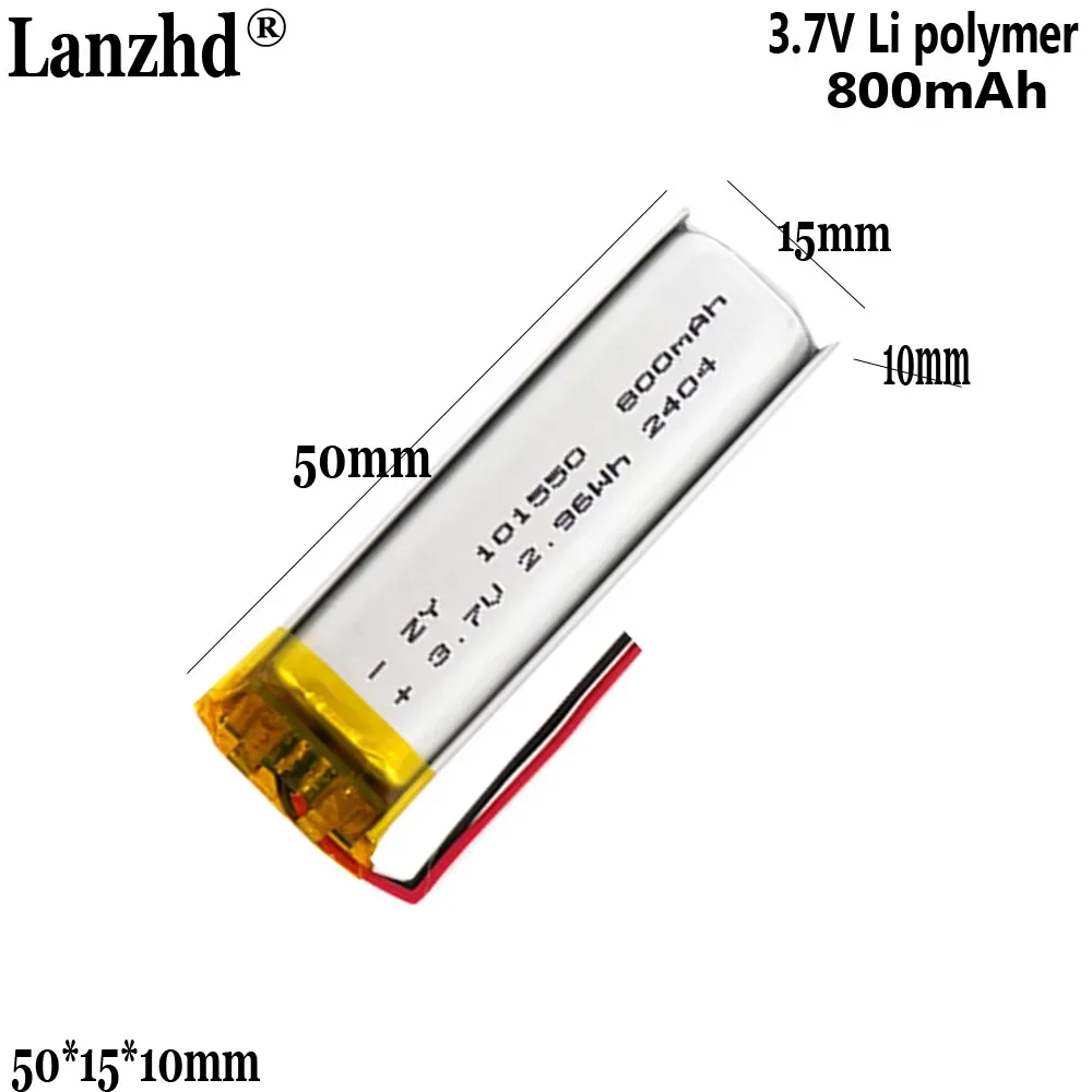 

3.7v rechargeable lithium battery For beauty massage devices for headphones beauty hydration devices 101550 800mah