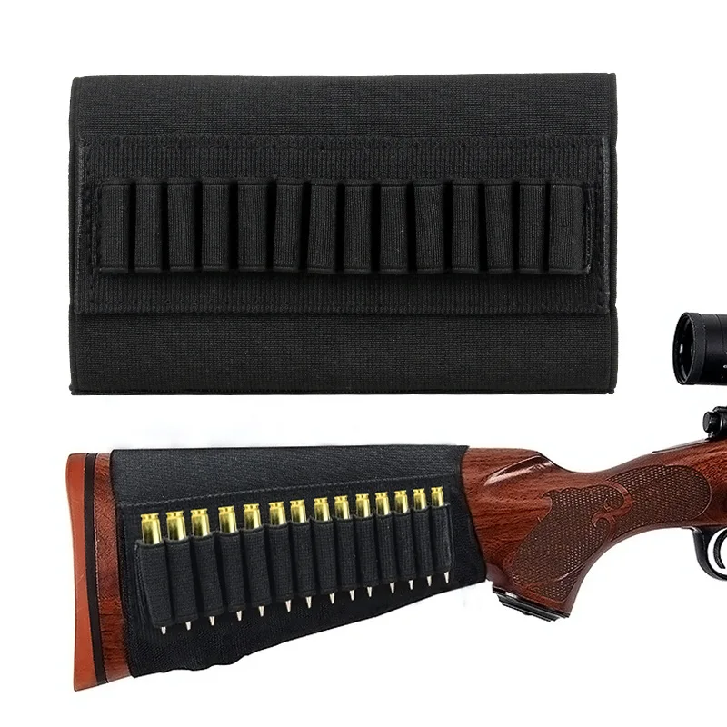 Shotgun Buttstock Bolsa de Munição, Shell Holder, Bala Cartucho Bandolier, Carrier Gun Acessório, Caça Militar Gea, 5, 9, 14, 50 Rodadas