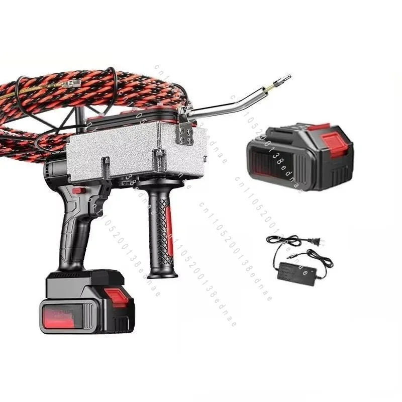 Portable Battery Powered Tube Threading Machine, Brushless Electric Wire Puller with 30 Meter Cable
