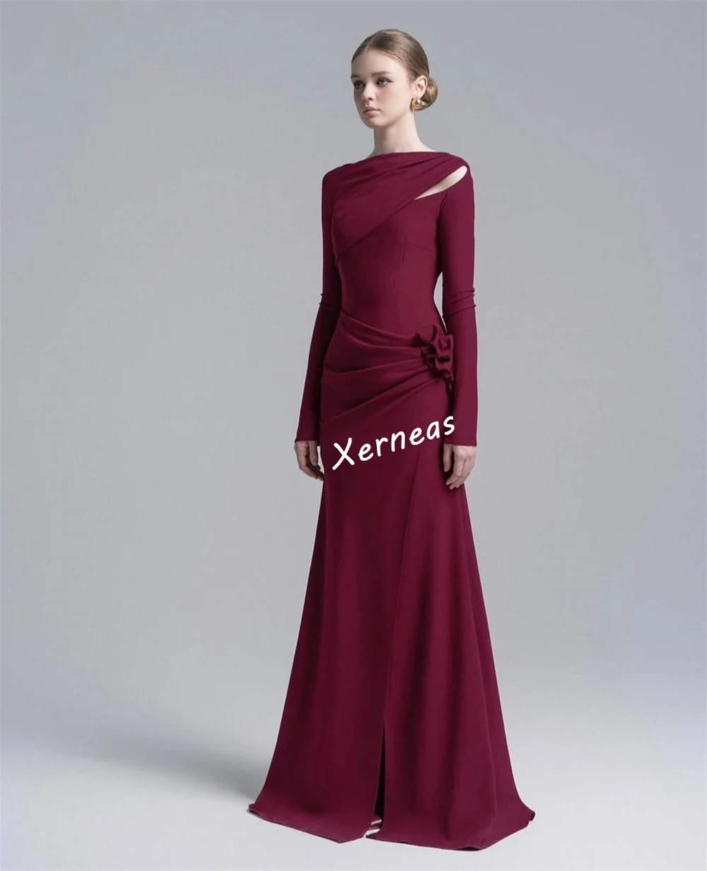 Maßgeschneiderte lange Kleider im Meerjungfrau-Stil mit Jersey-Falten, maßgeschneiderter Anlass, schlichtes, elegantes Partykleid, hochwertiges Hochzeitsgast-Temperament