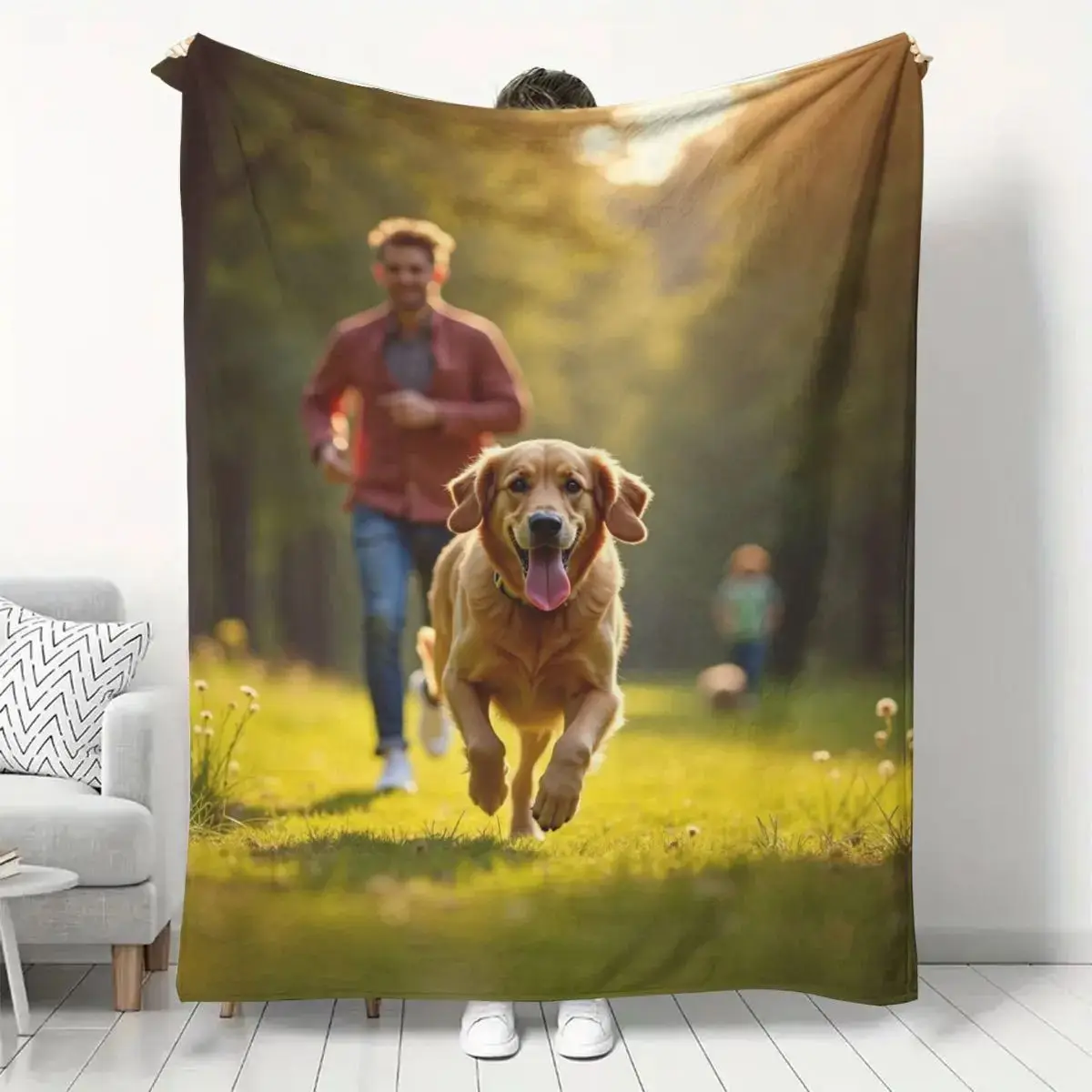 Customized Photo Blanket, Family Happy Moments, Flannel Customized Blanket, Warm and Comfortable for Use