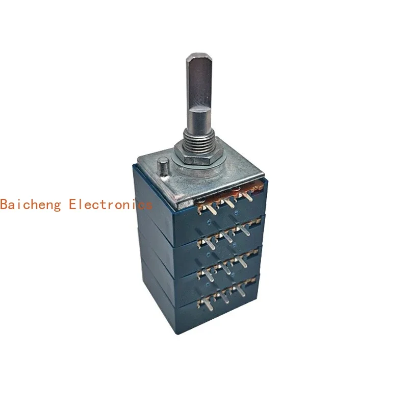 1PCS Four way potentiometer RK27 stereo blue shell A10K 20K 50k 100k half axis 25