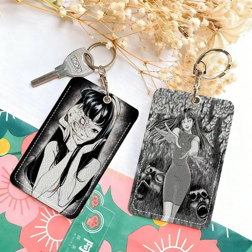 

Japan Anime J-Junji Horror Ito Anime Fashion Leather Card Keychain ID Bus Door Card Case Perfect Adult Birthday Gift