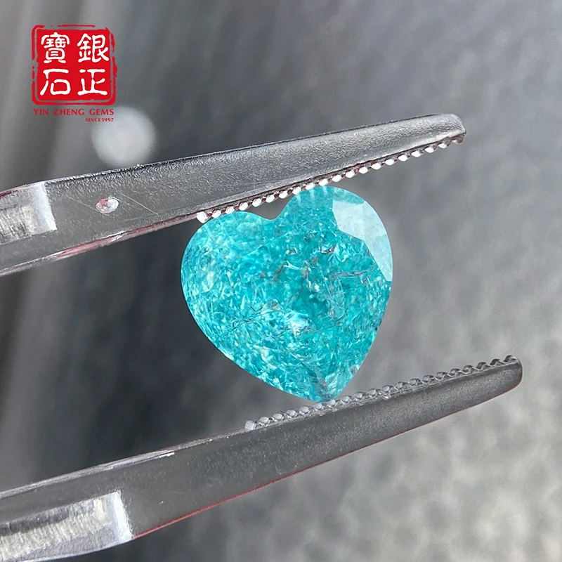 Customized Heart Lab Grown Crushed Ice Paraiba Czochralski With AGL Certificate Cultivate Paraiba Fine Jewelry Loose Gemstone