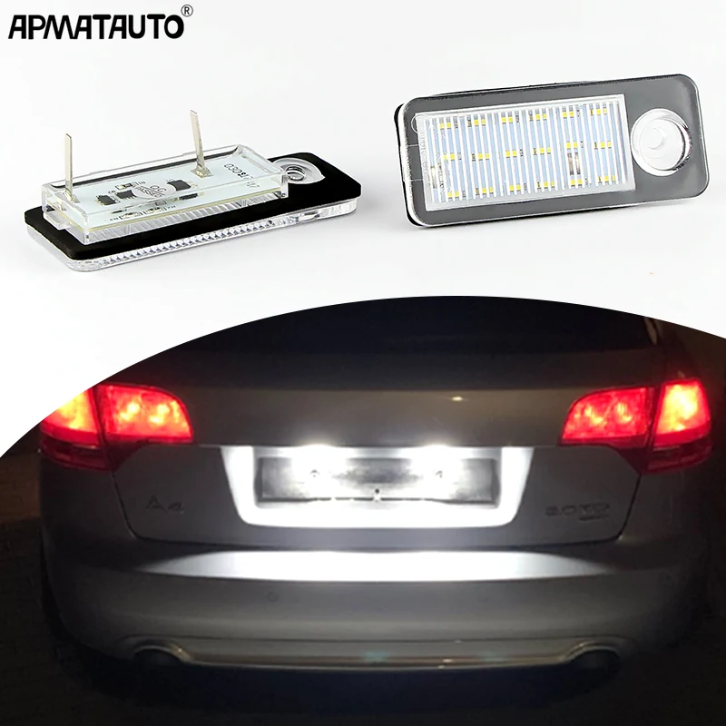 2PCS Canbus Error Free LED Number License Plate Lights White For Audi A6 C5 B4 Avant Wagon 1997-2005 Audi RS6 RS6 Plus 2003-2005