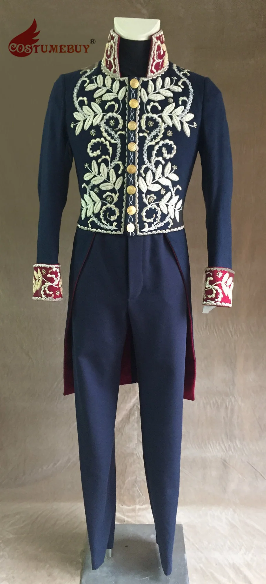 1800's Men Uniform Medieval 18th Century Colonial Military Uniform Suit Tailcoat Costume Regency Outfit