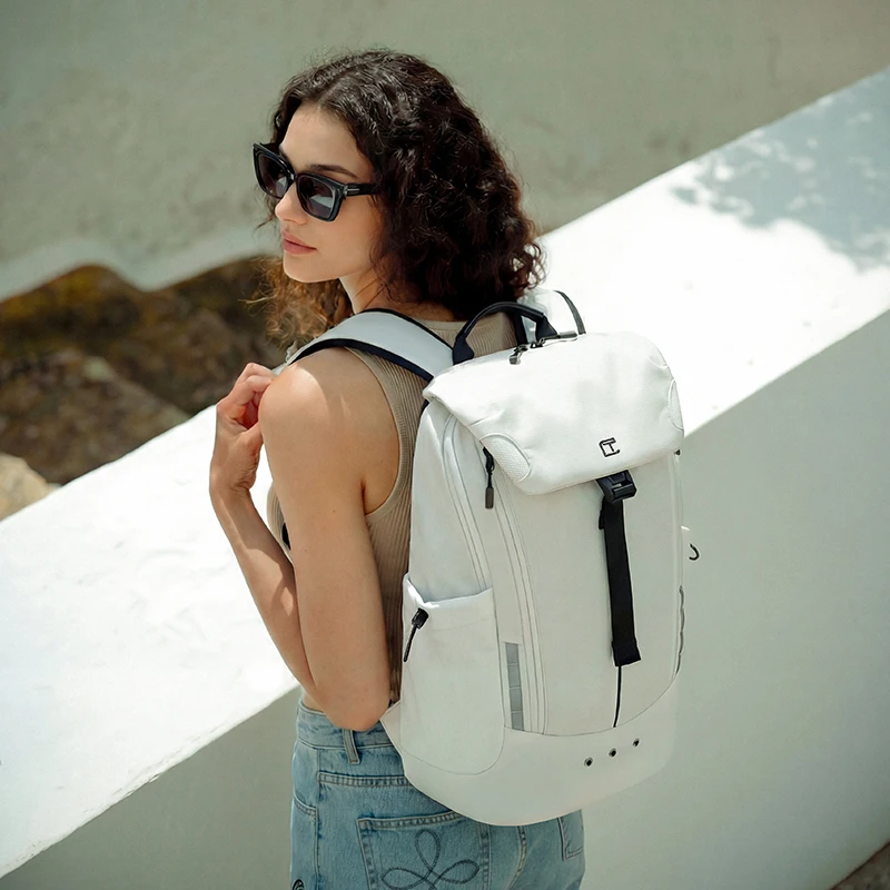 TANGCOOL White Water Repellent Laptop Backpack Multi Layer Travel Rucksack Dry Wet Separation Computer Bag For Men Women