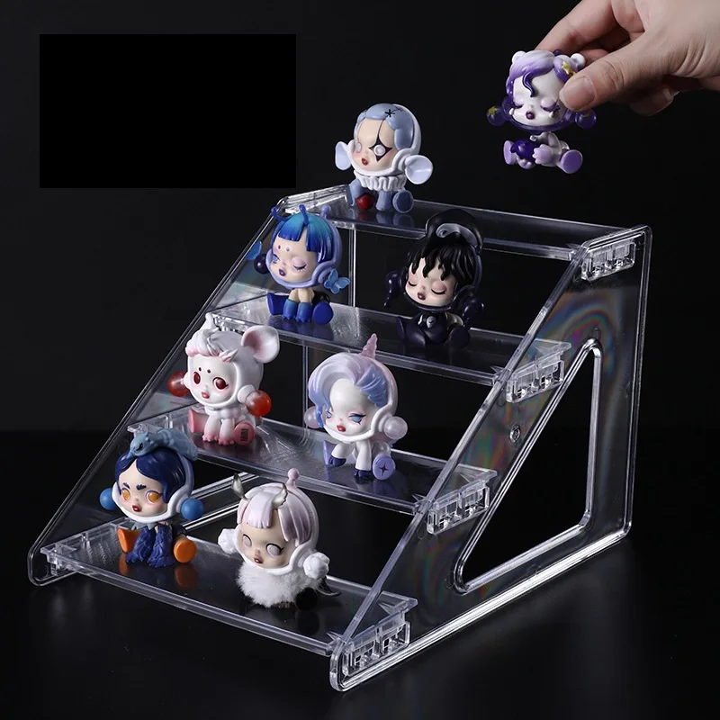 

2/3/4/5/6 Layer Storage Display Rack Transparent Ladder Style Hand Handled Standing Card Doll Lego Transparent Storage Rack