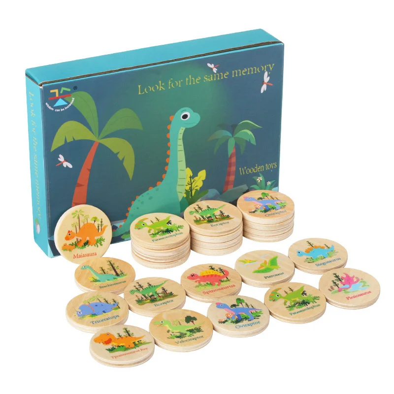 Bambini educativi gioco di memoria in legno dinosauro cognitivo bambino memoria scacchi giocattolo bambini concentrazione formazione giocattoli educativi