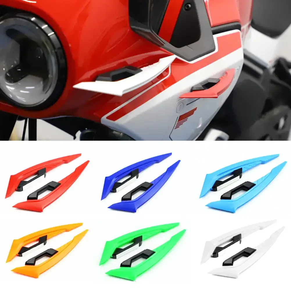 2Pcs Motorcycle Winglets Front Side Spoiler Aerodynamic Wing Set Fixed Wind Wing with Adhesive Decoration Stickers