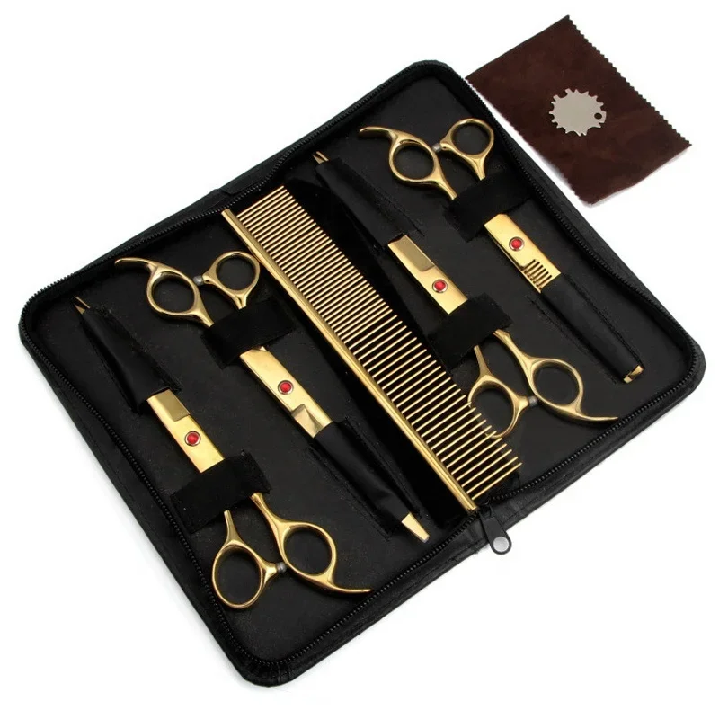 

Hot Selling 5pcs Stainless Steel Pet Dog Scissors Set Professional Dog Grooming Scissors set