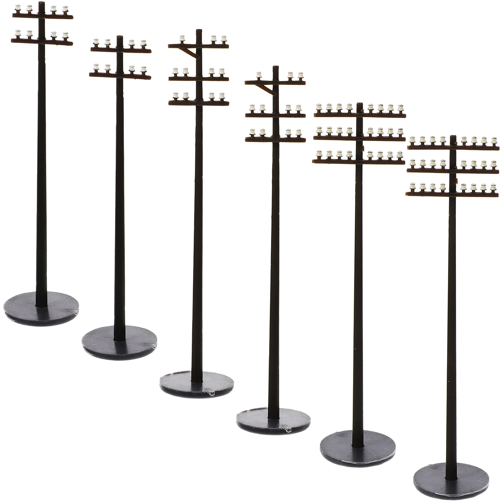 

6 Pcs Mini Lamp Post Micro Landscape Telephone Pole The Black Plastic Telegraph Poles Models