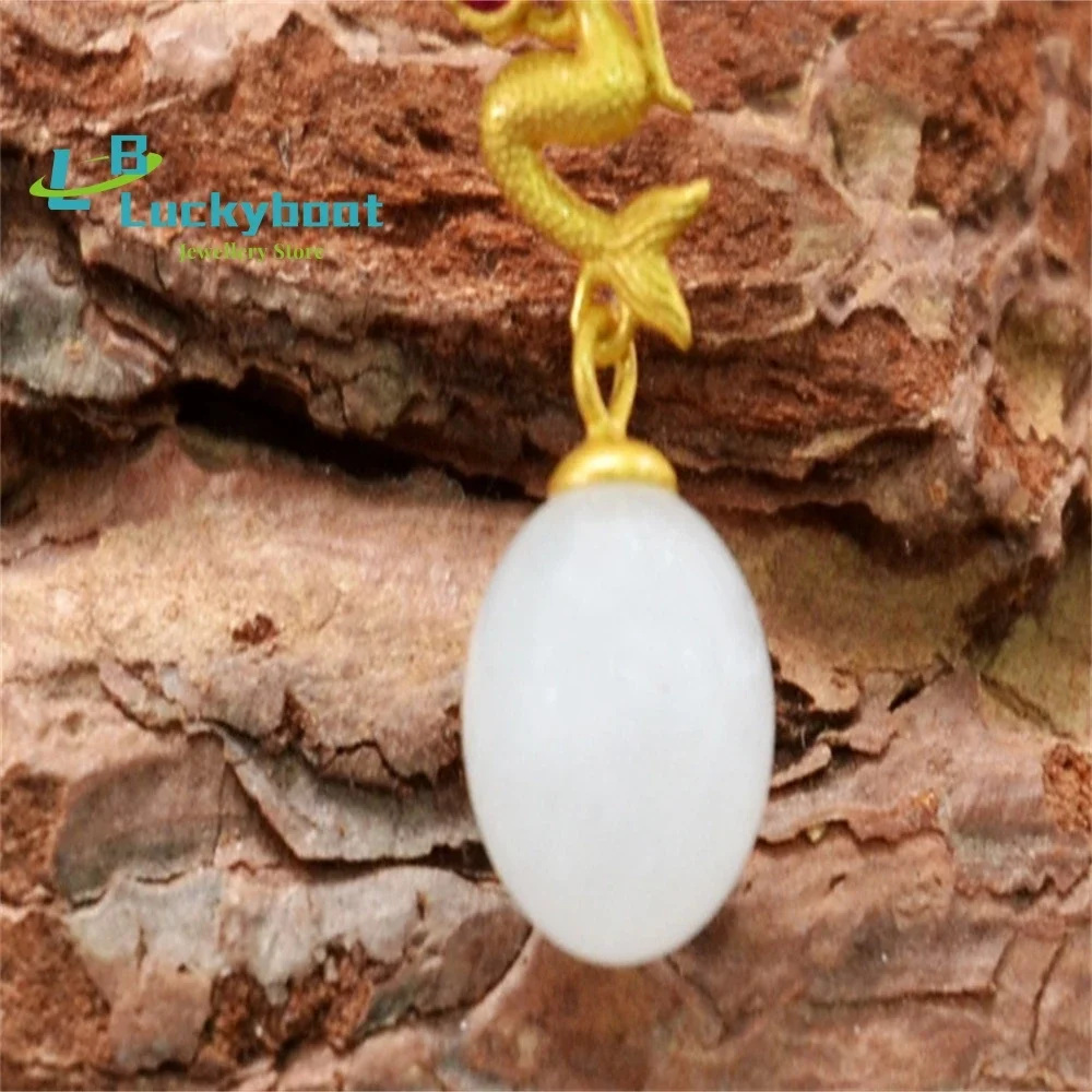 

Серебро 925, инкрустированный натуральным нефритом Хэтянь, древний метод, золото, русалка, подвеска-срыв, пара, признание, подарок для влюбленных