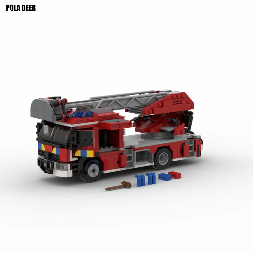 

Poladeer 676 Pcs Belgium City Fire Truck Creative Design Assembly Building Blocks Puzzle Model Boy Toy Birthday Holiday Gift