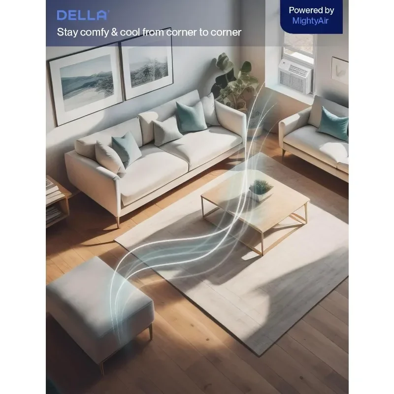 DELLA 10000 BTU Energy Saving Window Air Conditioner, Work with Alexa, Cools Up to 450 Sq. Ft, GEO Location