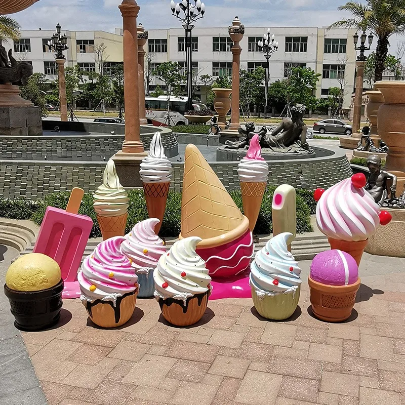 

Simulation ice cream model ornament large fiberglass ice cream dessert sculpture milk tea shop commercial street square decorati