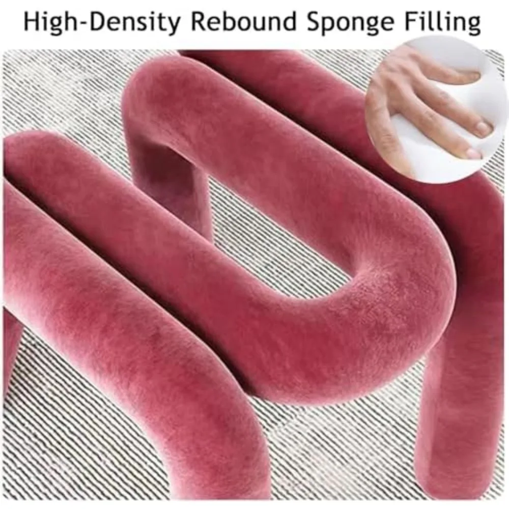 مقعد زينة مخملي حديث بدون ظهر - مسند قدم عثماني هندسي مع إسفنجة عالية الكثافة - كرسي ترفيه أنيق للمنزل