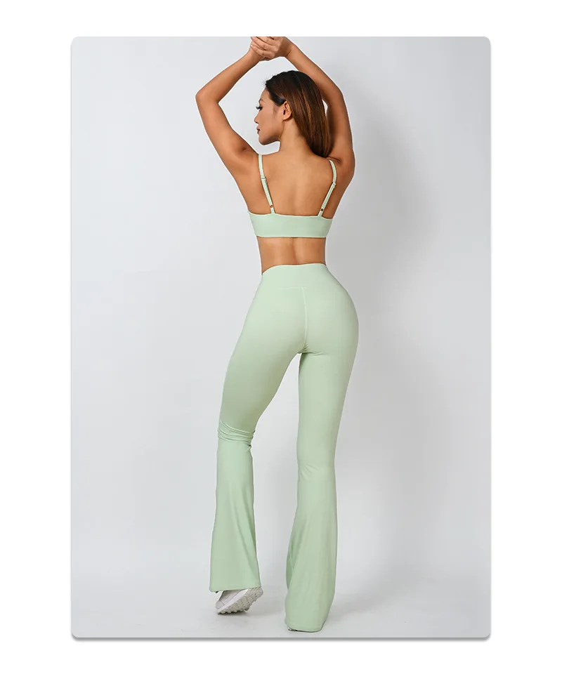 New YOGA Fashion Softness Phone Pocket Flare Leg Sports Pants High-elastic Dancing Leggings Workout Gym Legging Hip Lift Tights