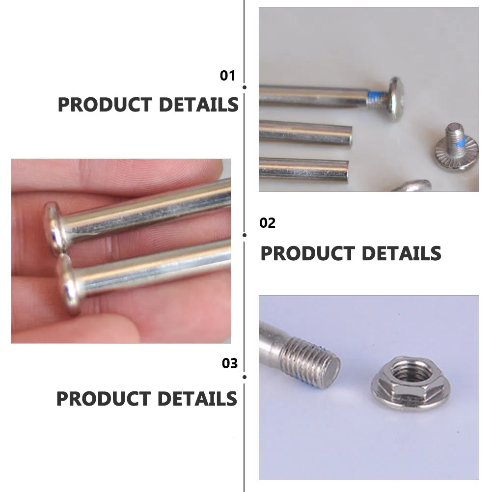 

16Pcs Durable Stainless Steel Skates Wheel Screws Easy Matching Male Female Shafts High Quality Skate Screw Skating Wheel Screw