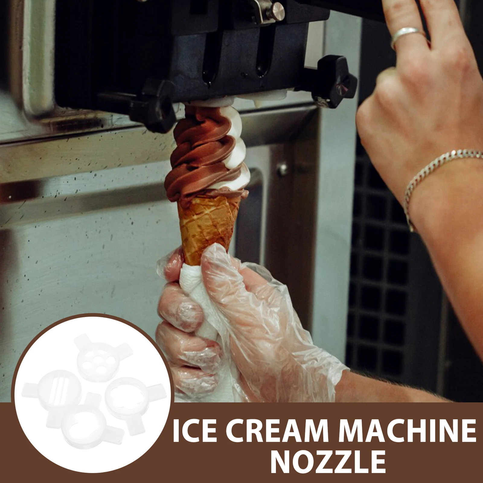 

4Pcs Ice Cream Machine Nozzles Replacement Parts Modeling Caps Efficient Ice Cream Shaping Nozzles for Cake Cookie