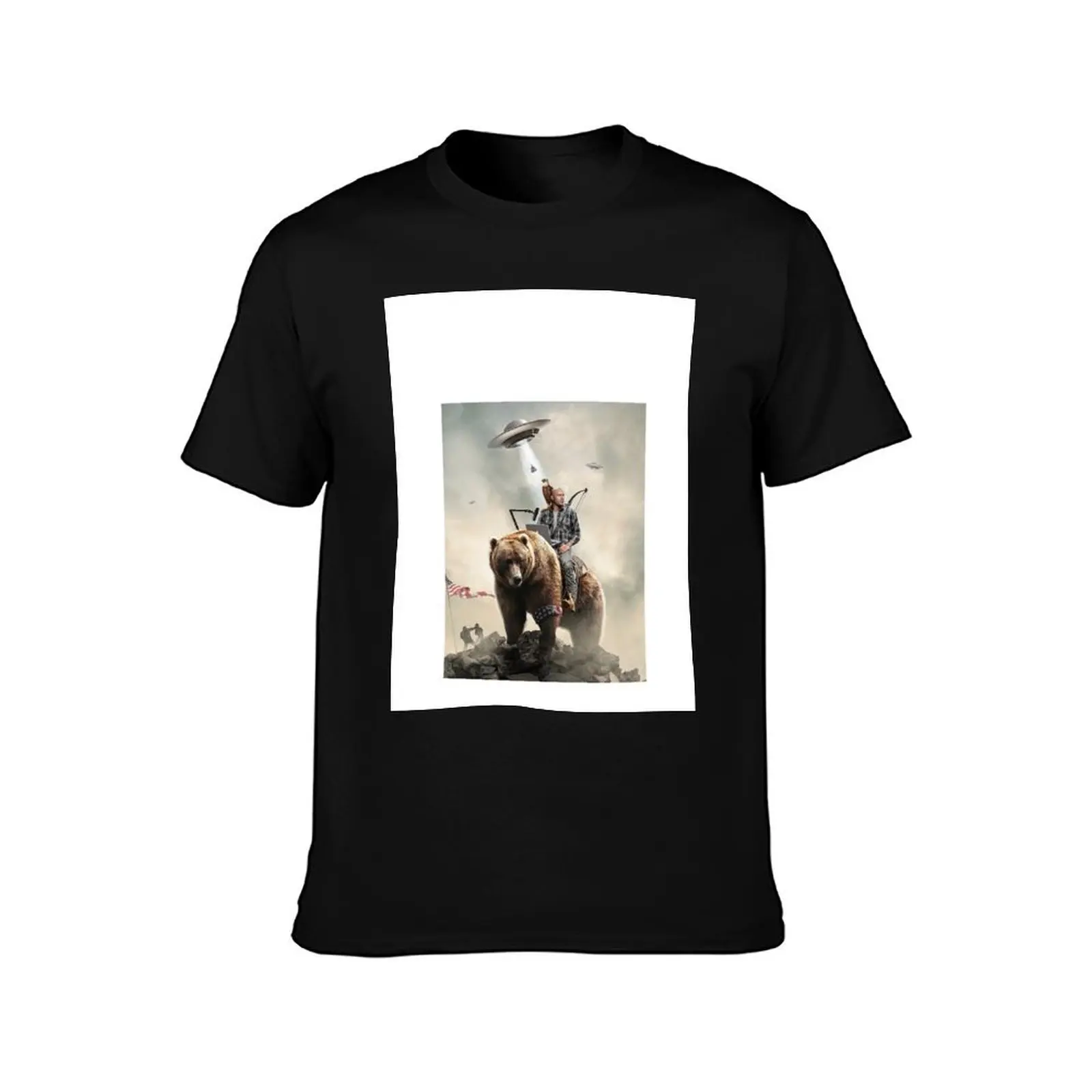 Joe Rogan Riding A Bear (+ Aliens) T-Shirt Relaxed Casual Short Sleeve Tee