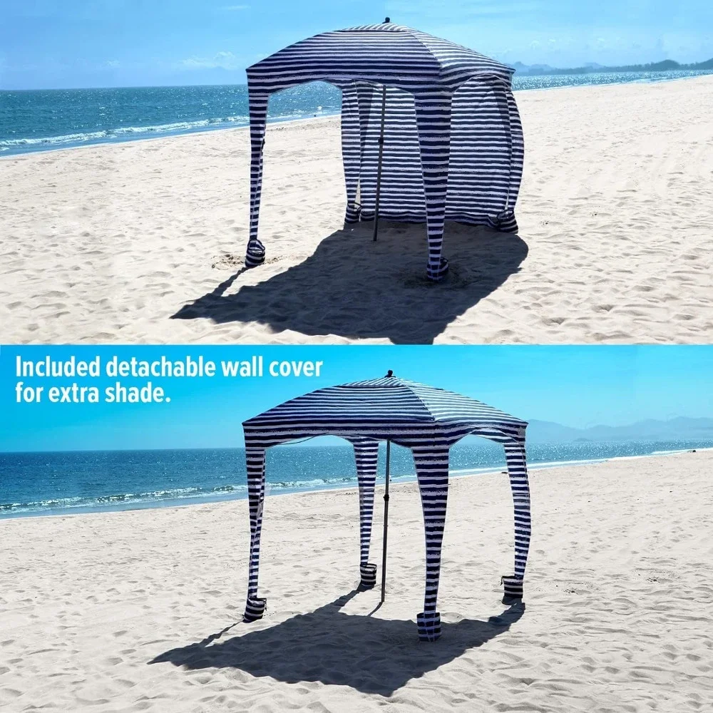 Beach Canopy, Portable 6' X 6' Beach Shelter, Included Side Wall, Shade with UPF 50+ UV Protection, Beach Canopy