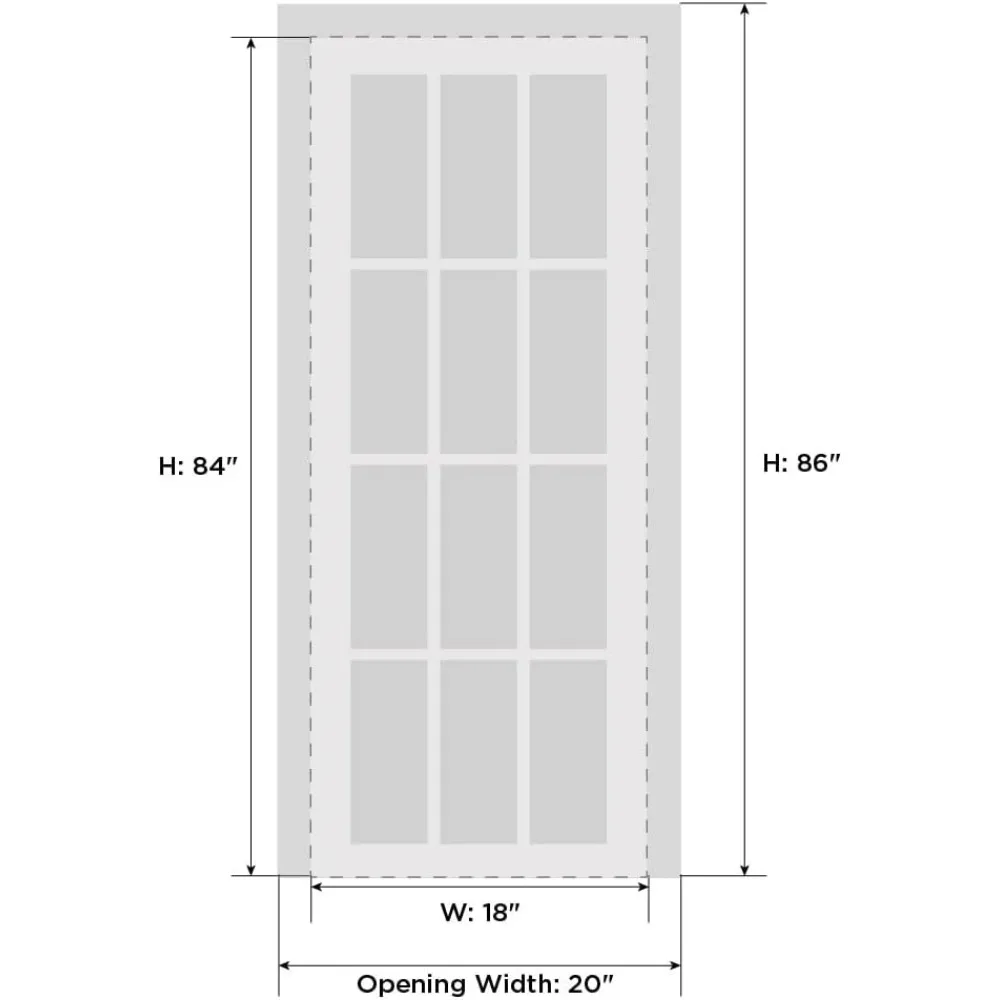 Solid French Door Frosted Glass 18x84 inches ， Single Regular Panel Frame Trims Handle ，Bathroom Bedroom Sturdy Doors