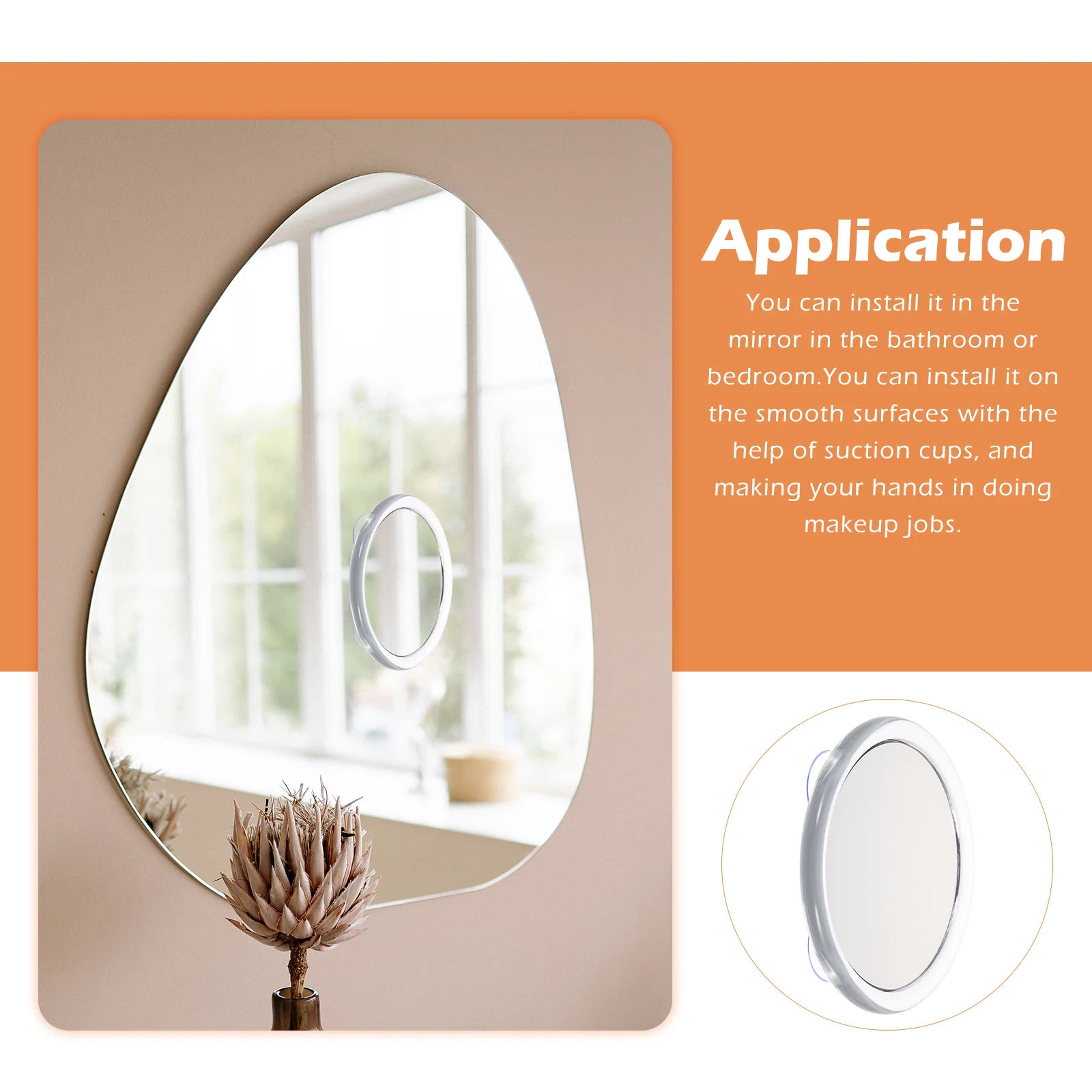 20x Magnifying Mirror Suction Cup Portable Lightweight Design Clear Facial Features Makeup Mirror Practical Long