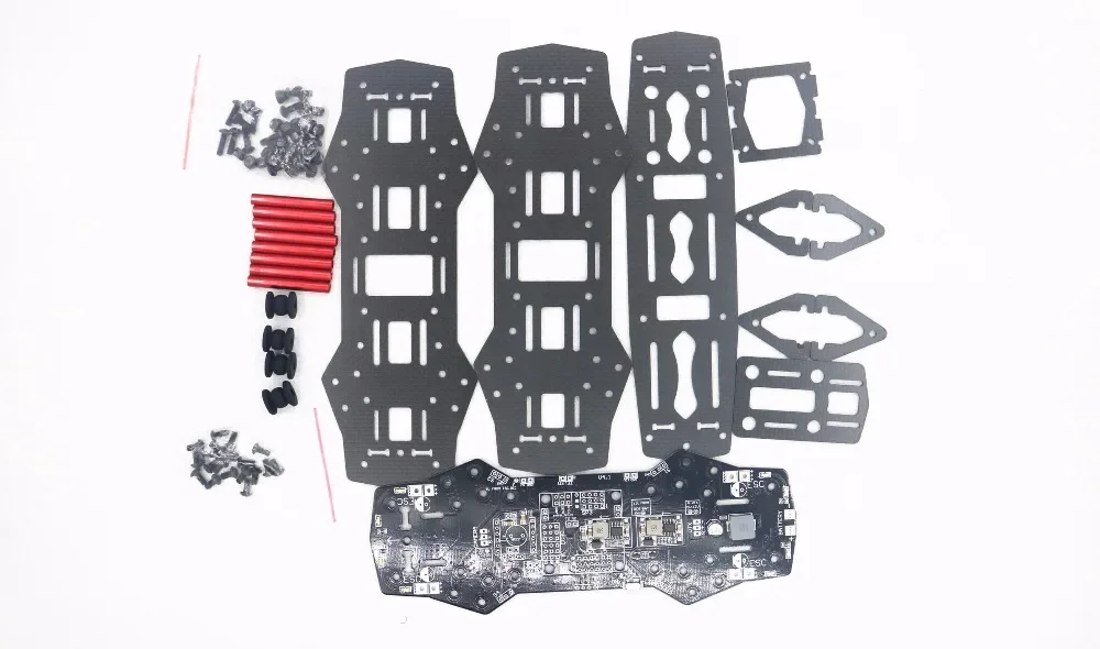 Groothandel Mini 250mm Alle koolstofvezel glazen Frame voor QAV250 Mini Quadcopter Racing frame met gratis 4 * Motoren Beschermde Basis