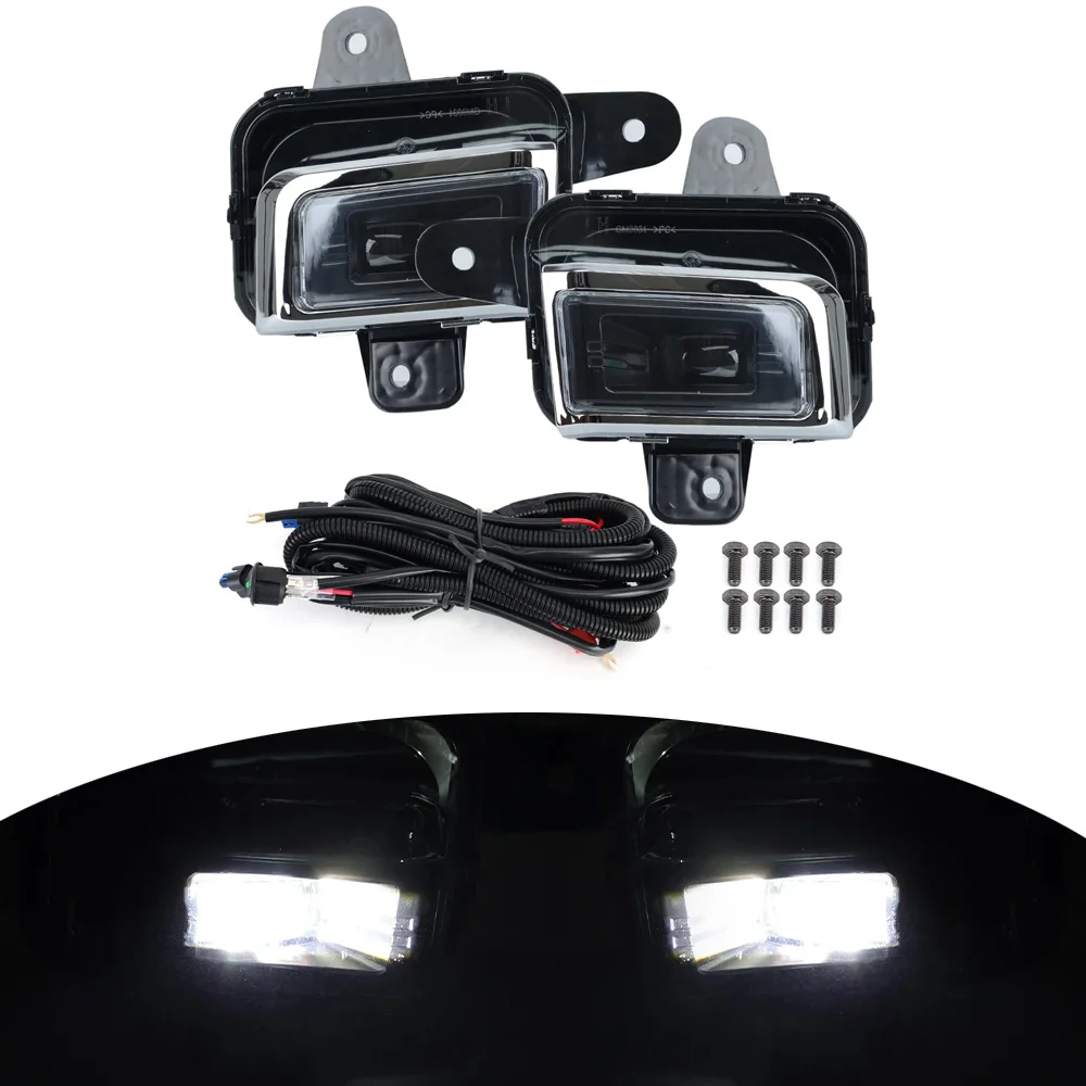 Luz de nevoeiro LED frontal para GMC Sierra 1500, Lâmpadas de nevoeiro, Faróis de fiação, Cover Frame Kit, Acessórios, 2022, 2023, 2024, 1 conjunto