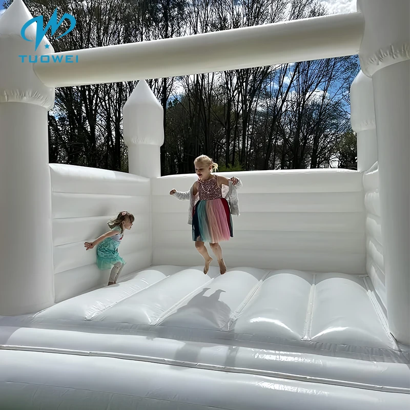 PVC Wit Springkasteel Groot Opblaasbaar Springkasteel Voor Kinderen Buiten Verjaardagsfeestje Decor Bruiloft Carnaval Springkasteel