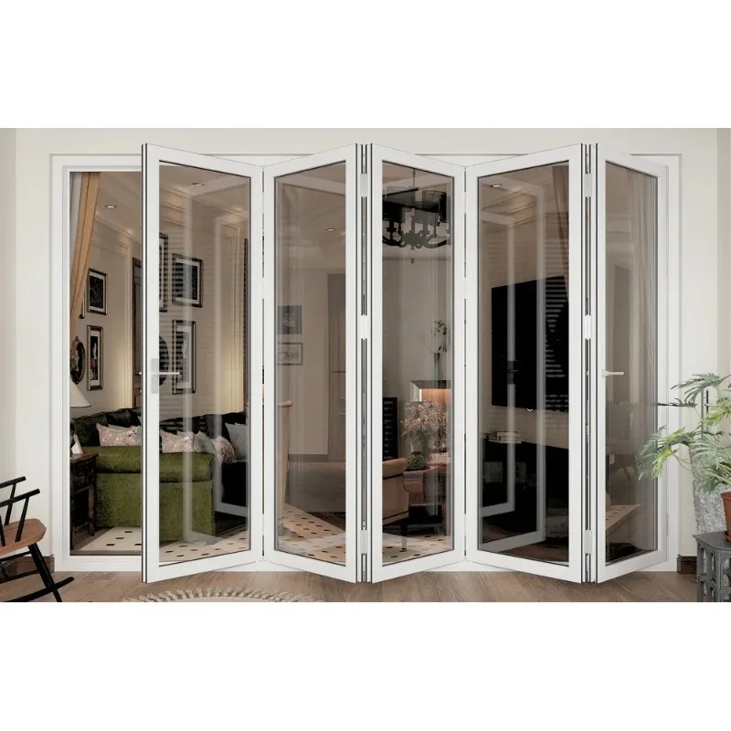 Modern Exterior Veranda Large Folding Doors Panoramic Aluminium Tempered Glass Double Glazed Accordion Bifold Door