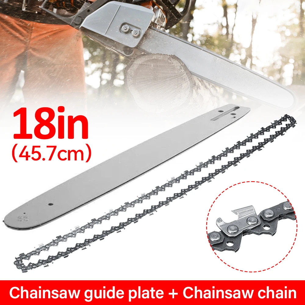 18in/20inch Chainsaw Guide Bar with 1Pc Saw Chain 0.325 Pitch 0.058 72/76DL Driver Link Wood Cutting Saw Chain Replacement