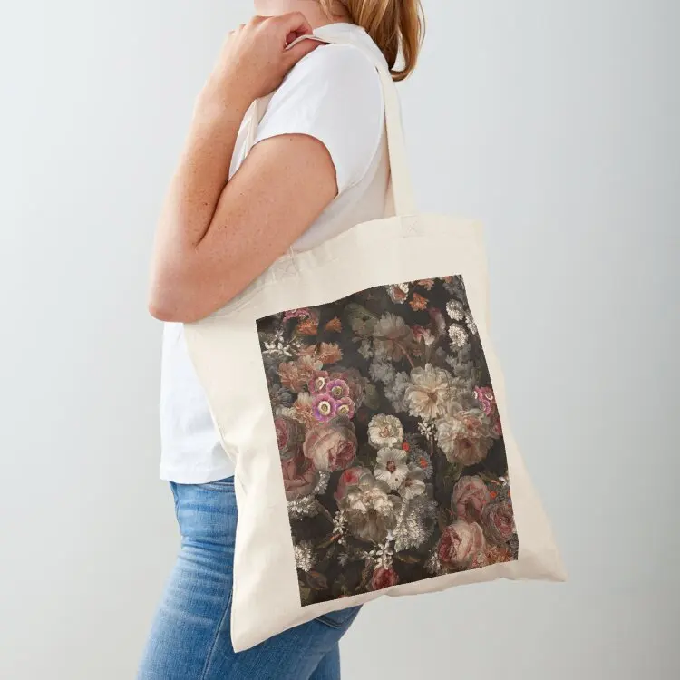 Flemish Masters - Vintage Midnight Botanical Garden Pattern NightGarden Tote Bag custom tote bag Shopping bags custom canvas bag