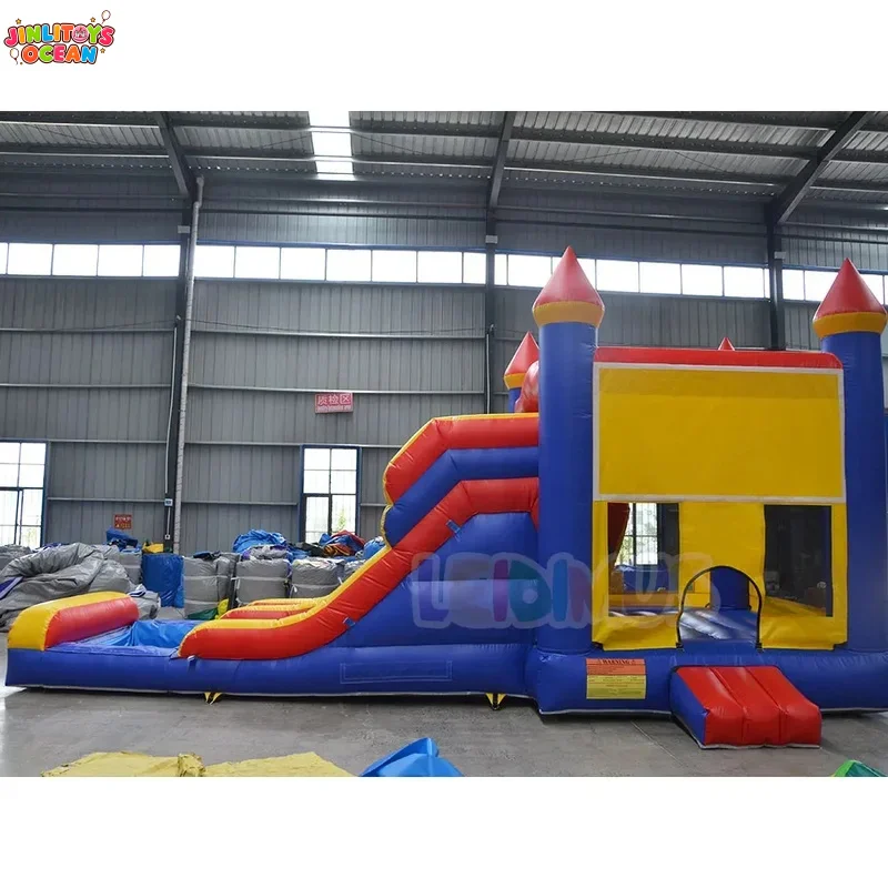 Commercial Inflatable Bounce House With Dry Slide, Classic Colorful Kids Inflatable Bouncy Castle for Outdoor Party Event Rental
