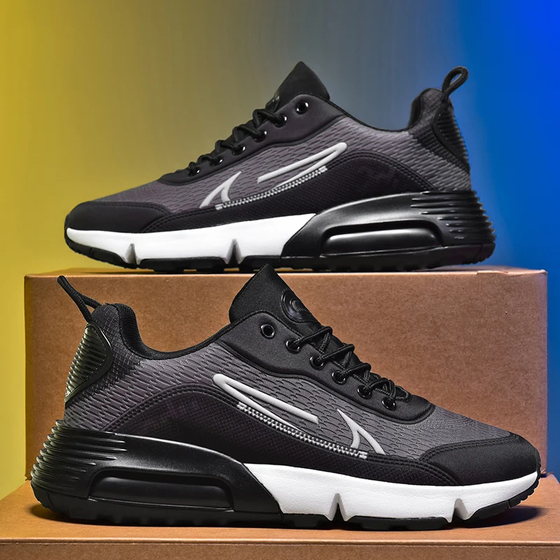 أحذية شبكية صيفية للرجال قابلة للتنفس وخفيفة الوزن، مبطنة بالهواء وممتصة للصدمات، أحذية جري رياضية كاجوال متعددة الاستخدامات
