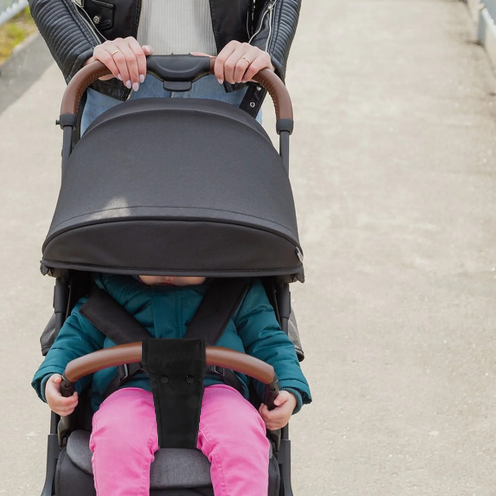 3-delige kinderwagenaccessoires kinderveiligheidsgordel anti-vuile stoffen riem zwart reizen