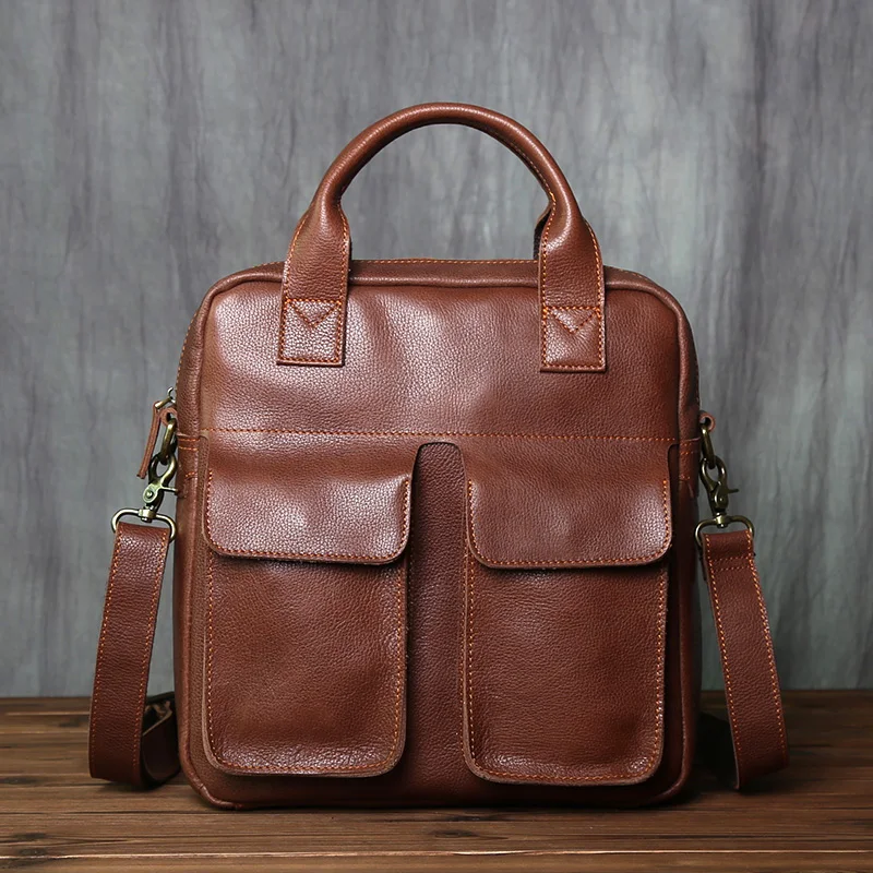 NZPJ Neue Retro Leder herren Handtasche Top Schicht Rindsleder Vertikale Einzigen Schulter Umhängetasche Briefträger Aktentasche Computer Tasche – Detail 7