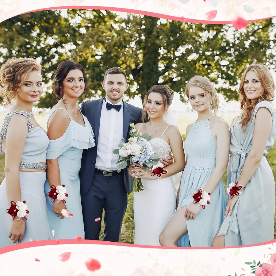 18 قطعة من صدر المعصم الوردي الاصطناعي للحفلات الراقصة والمناسبات الزفاف ترتيبات زهور أنيقة محمولة لأم العروس