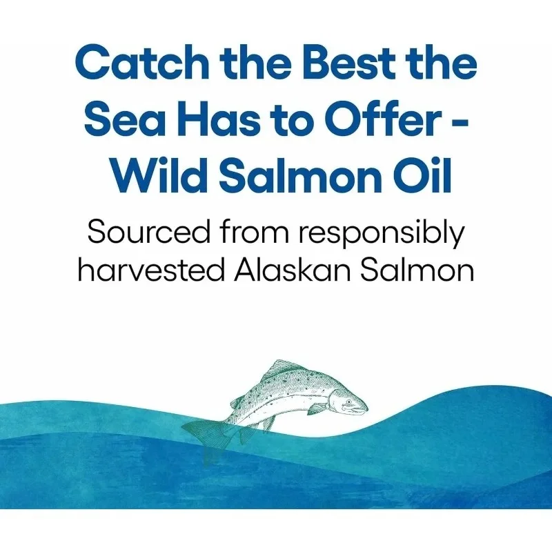 Wild Alaska Salmon Oil Soft Capsules Contain Omega-3, EPA, DHA, and Vitamin D, with 60 Capsules