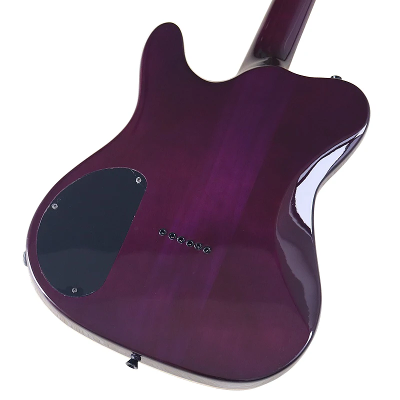 Neck Through 6 Strings Electric Guitar 39 Inch Flame Maple Top Purple Color High Glossy Guitarra Solid Okoume Wood