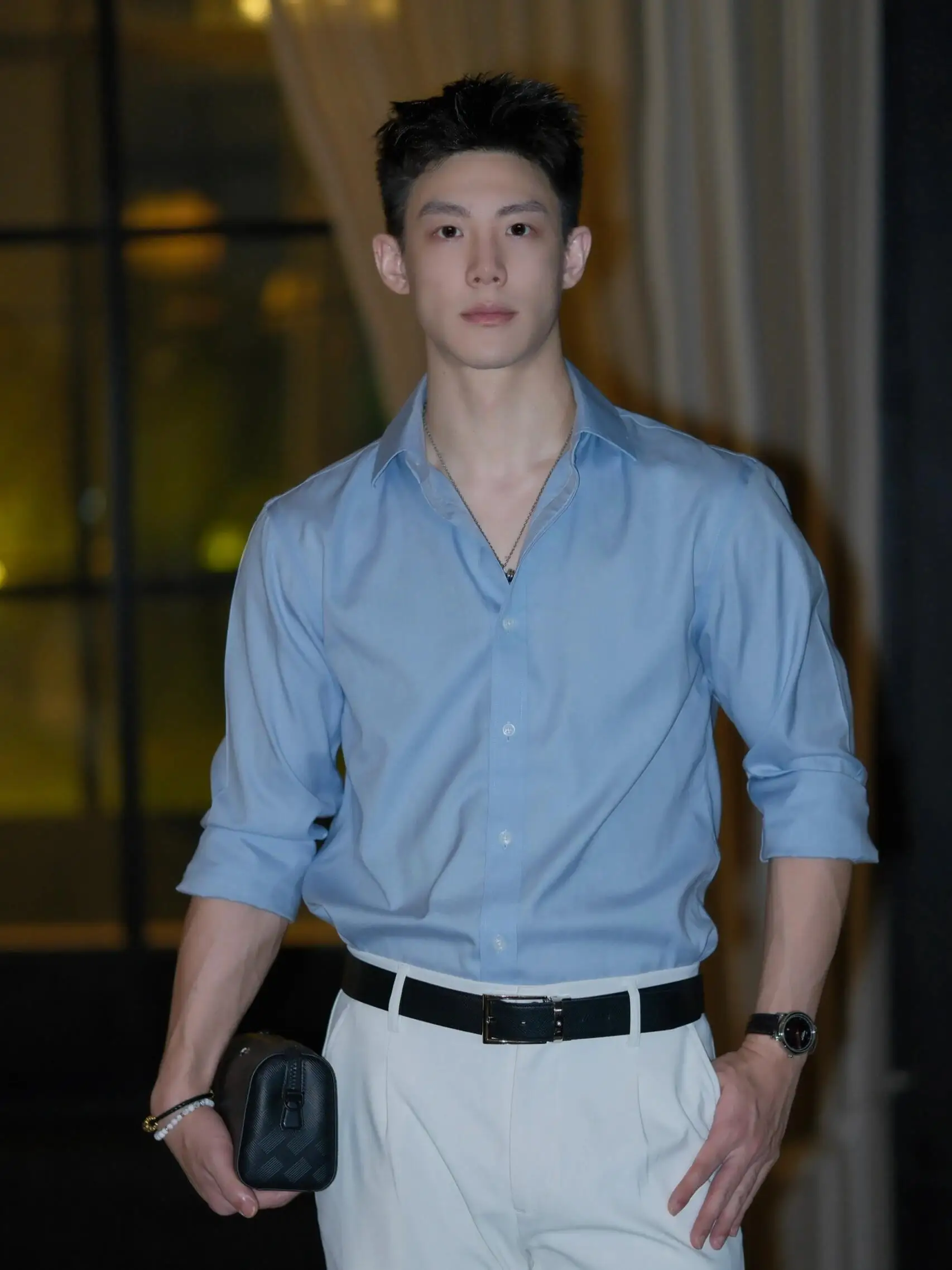 

Briti Sle Long Sve Blue irt Молодежная внутренняя одежда для поездок на работу Офисный подходящий легкий ветровой костюм Maturi под айс