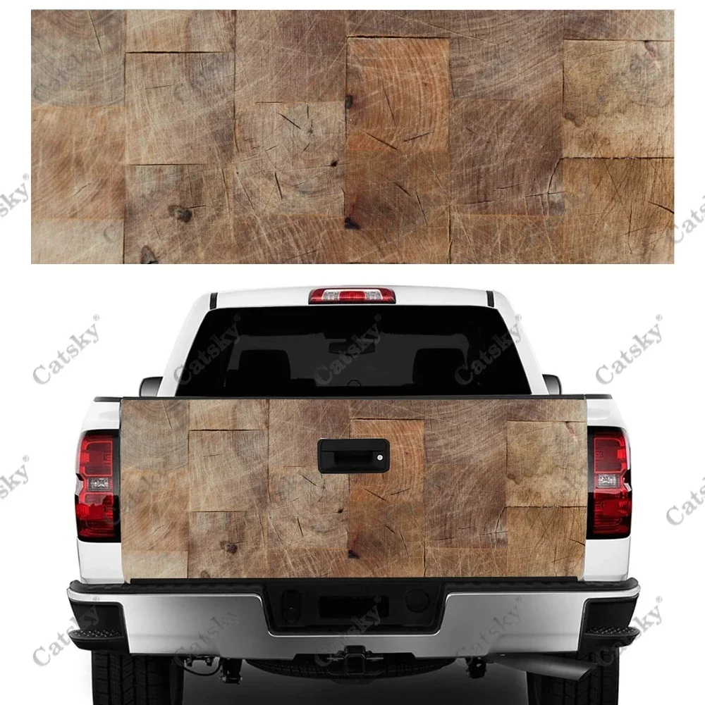 Wood Grain Pattern Car Accessories Tail Trunk Protect Vinly Wrap Sticker Decal Auto Hood Engine Cover for SUV Pickup Truck Decor