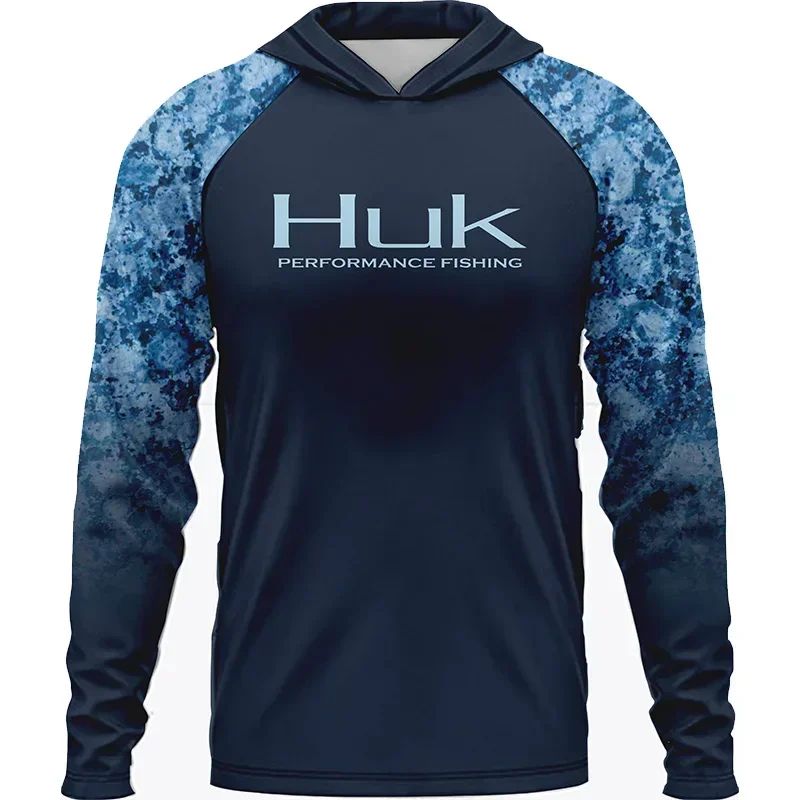 HUK الصيد طويلة الأكمام UPF 50 هود الشمس حماية الأشعة فوق البنفسجية تي شيرت الملابس تنفس الصيد سترة الرجال ملابس صيد السمك ShirtsTop