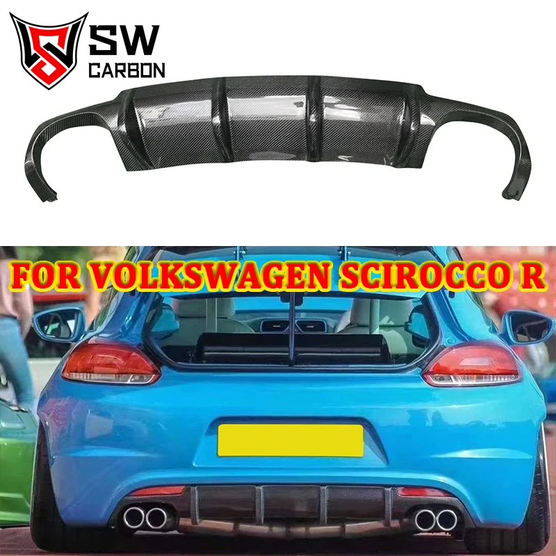 Carbon Fiber Rear Diffuser for Volkswagen Scirocco R Car Rear Bumper Lip Under Spoiler Splitter Body Kit