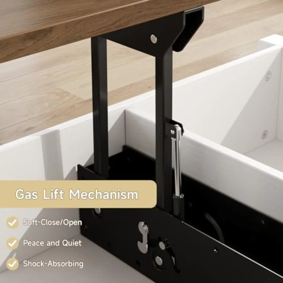 Farmhouse Lift Top Coffee Table with 2 Storage Drawers Rustic Center Table with Large Hidden Storage Compartment Coffee Table C